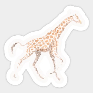 Giraffe Animal Wildlife Text Word Cloud Sticker